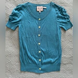Juicy Couture Teal Short Sleeve Cardigan